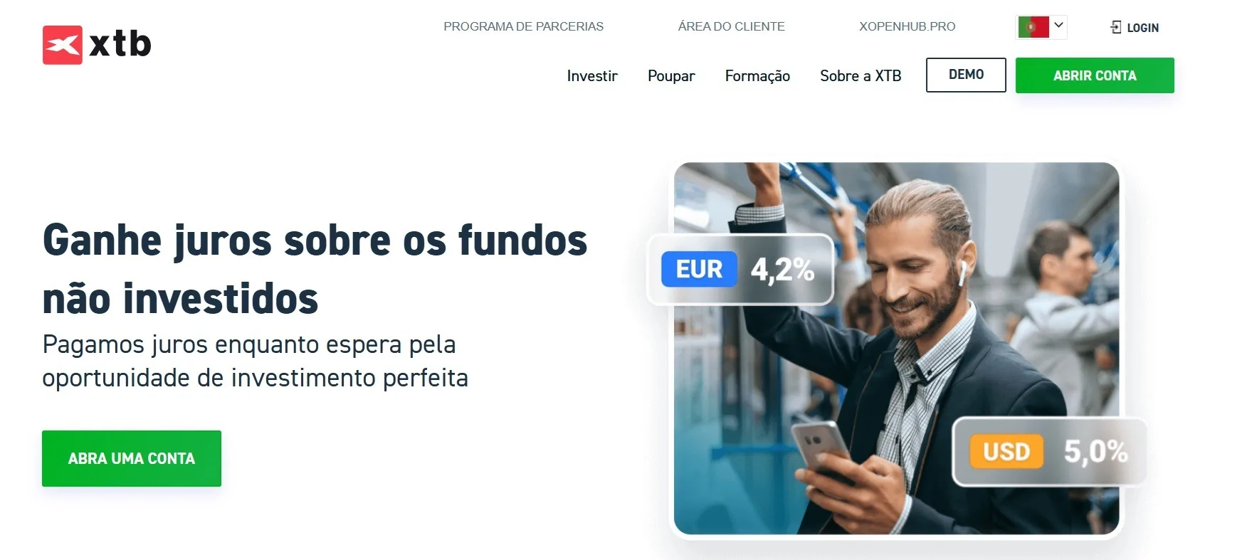 xtb portugal juros 4,2 capital nao investido